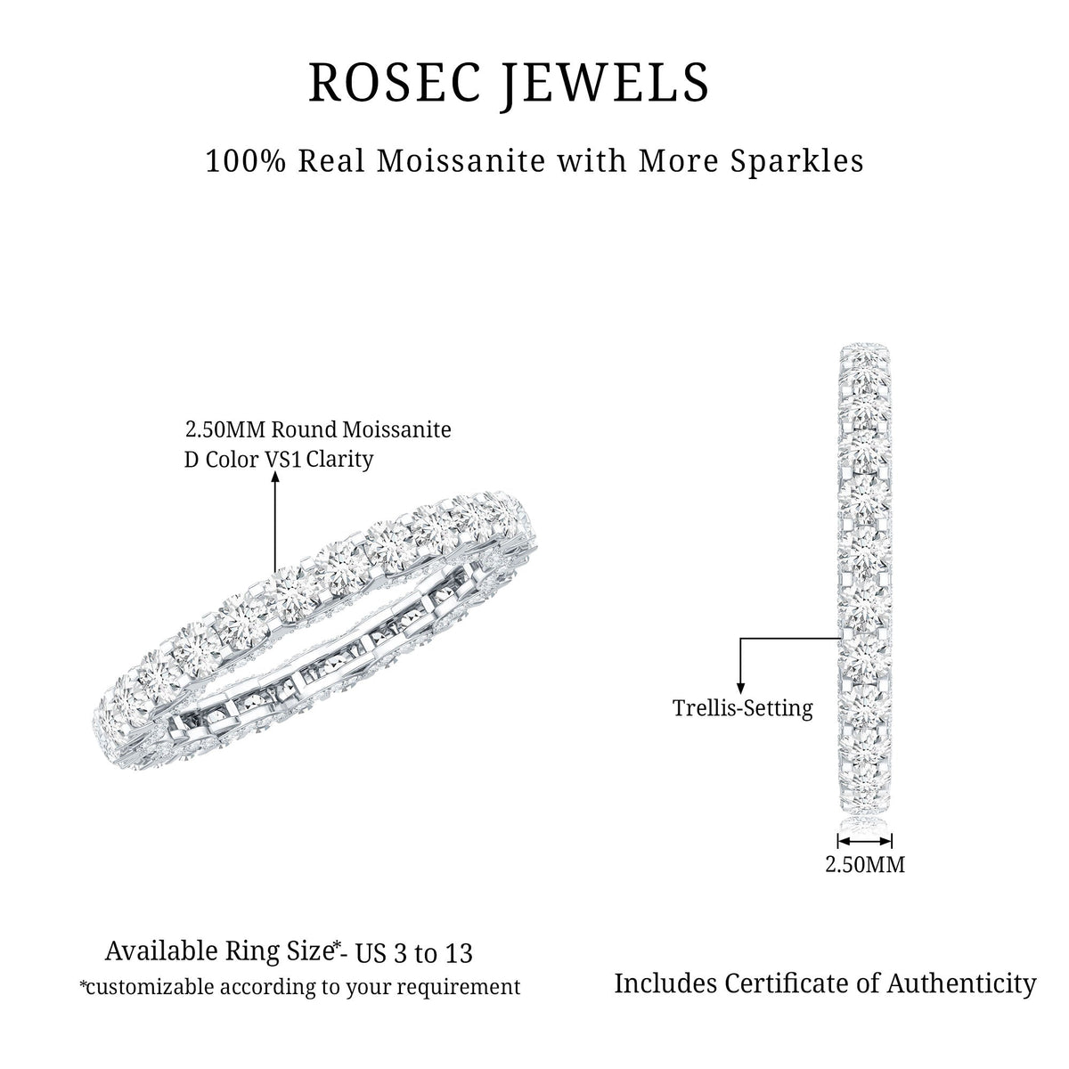 Trellis Set Moissanite Full Eternity Band Ring