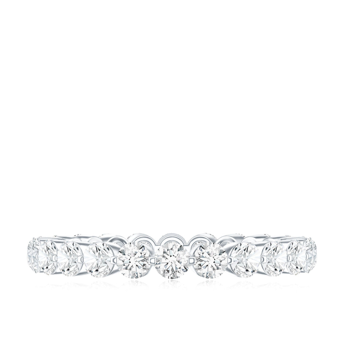 Certified Round Cut Moissanite Eternity Band Ring