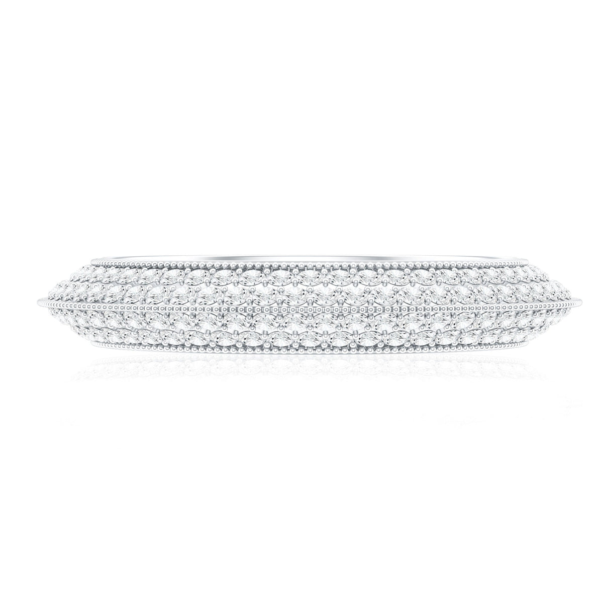 Pave Set Moissanite Eternity Band with Milgrain Detailing