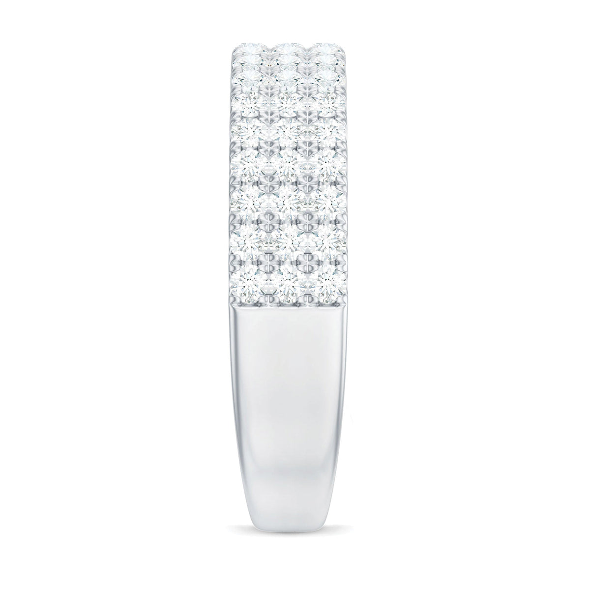 Three Row Moissanite Half Eternity Band Ring