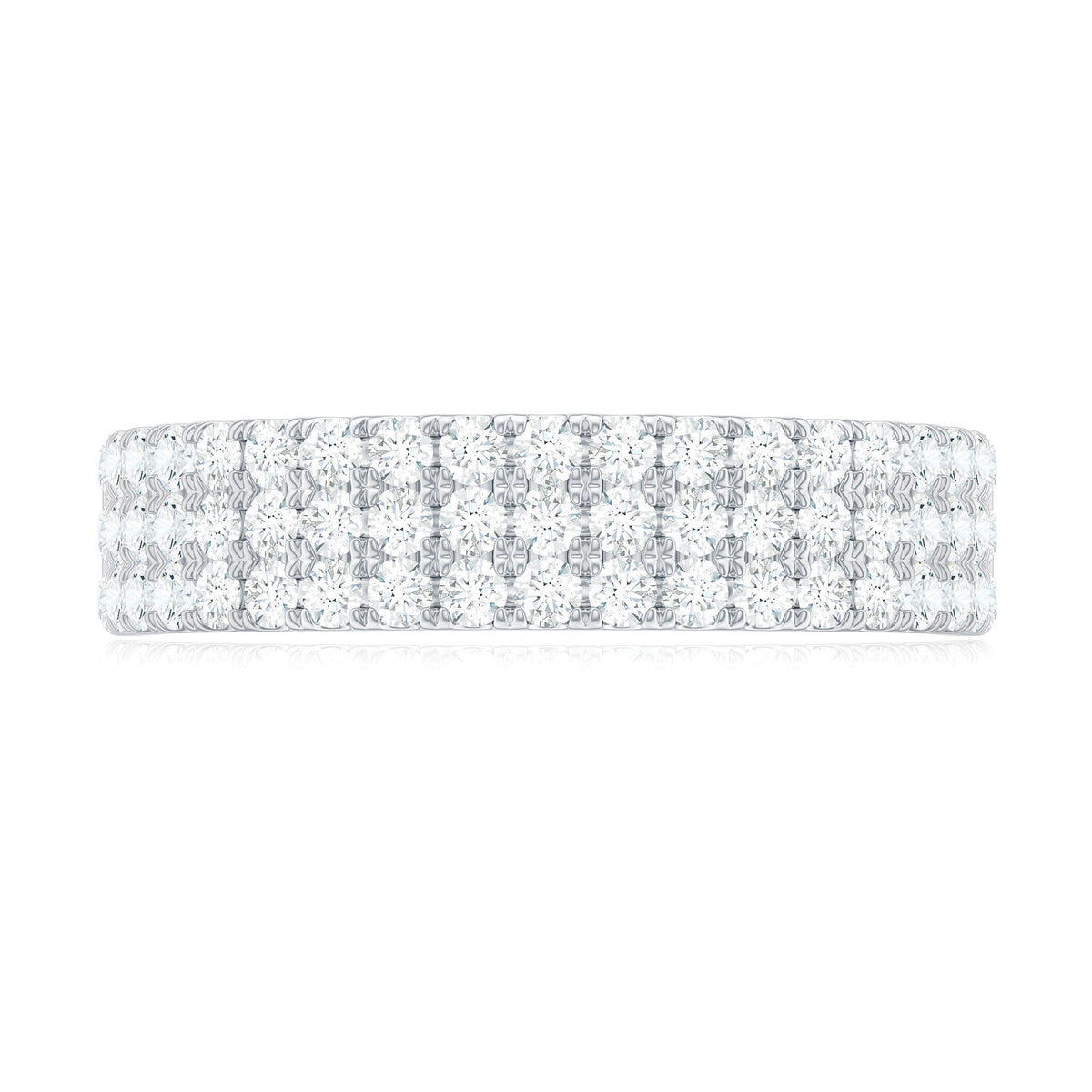 Three Row Moissanite Half Eternity Band Ring