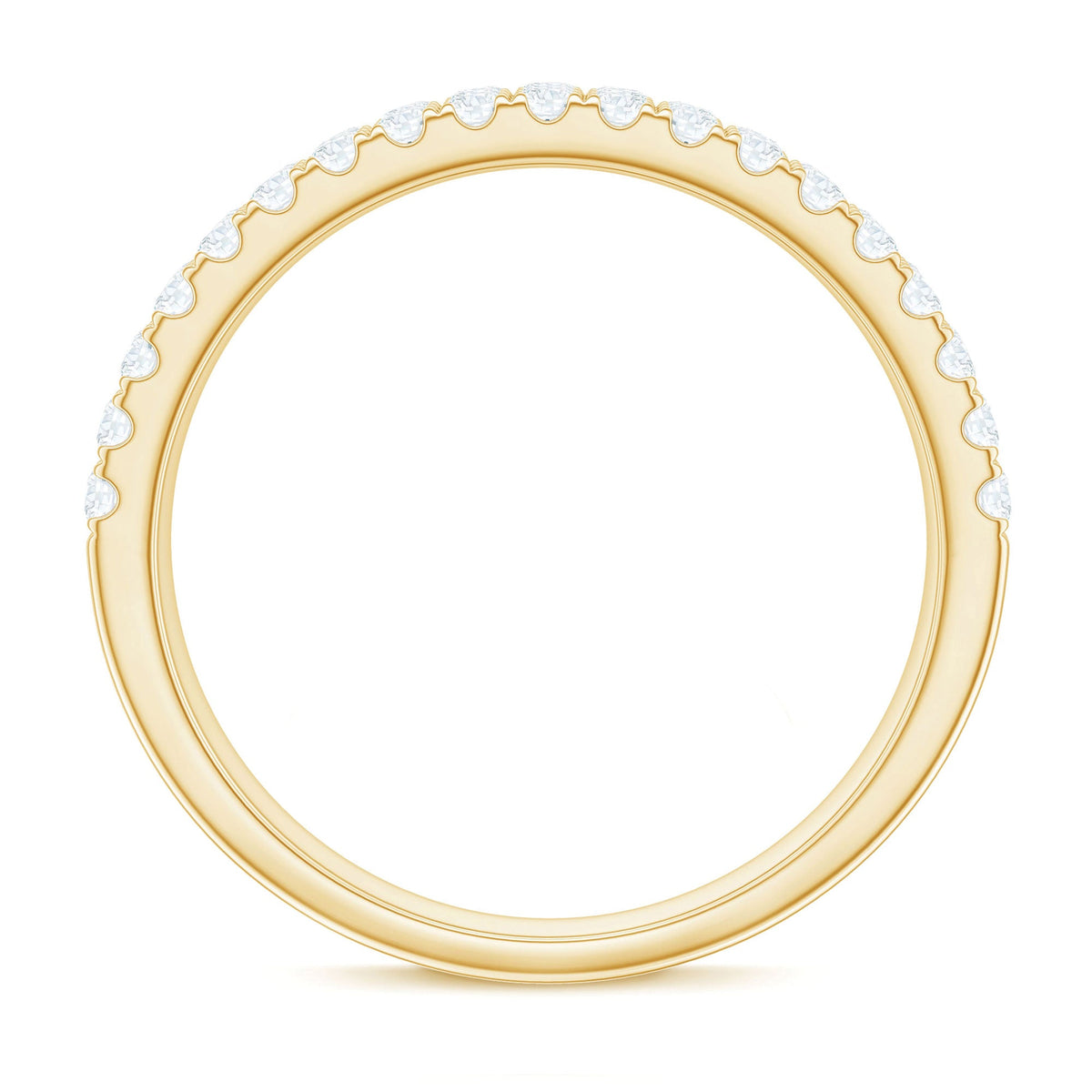 Three Row Moissanite Half Eternity Band Ring