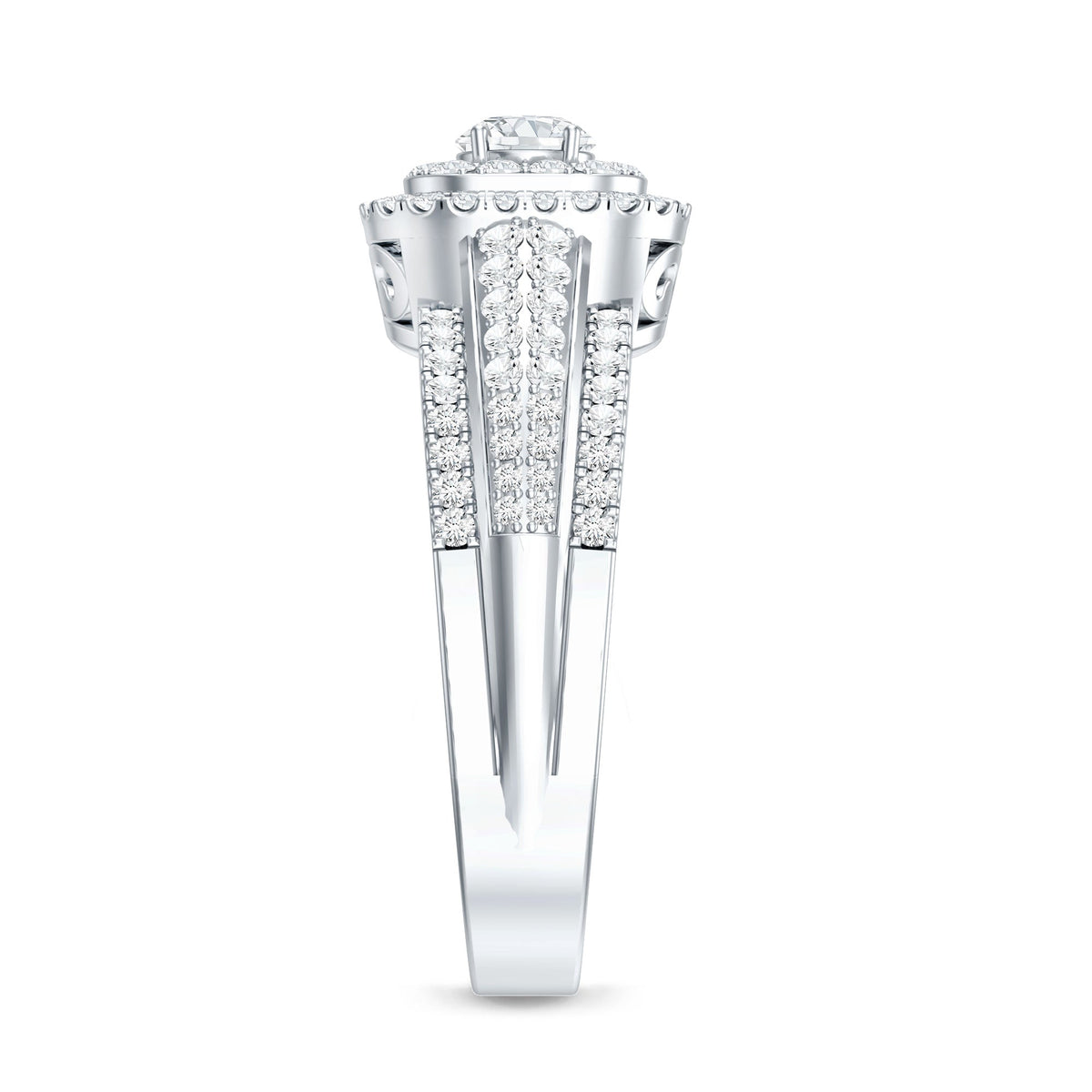 Lab Grown Diamond Retro Engagement Ring with Double Halo