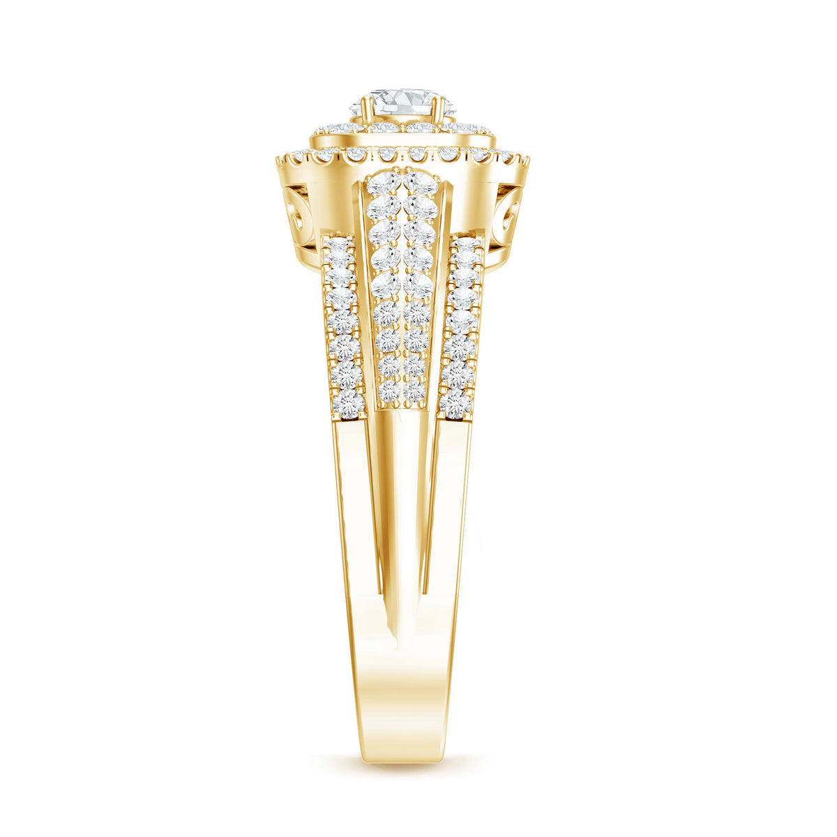 Lab Grown Diamond Retro Engagement Ring with Double Halo