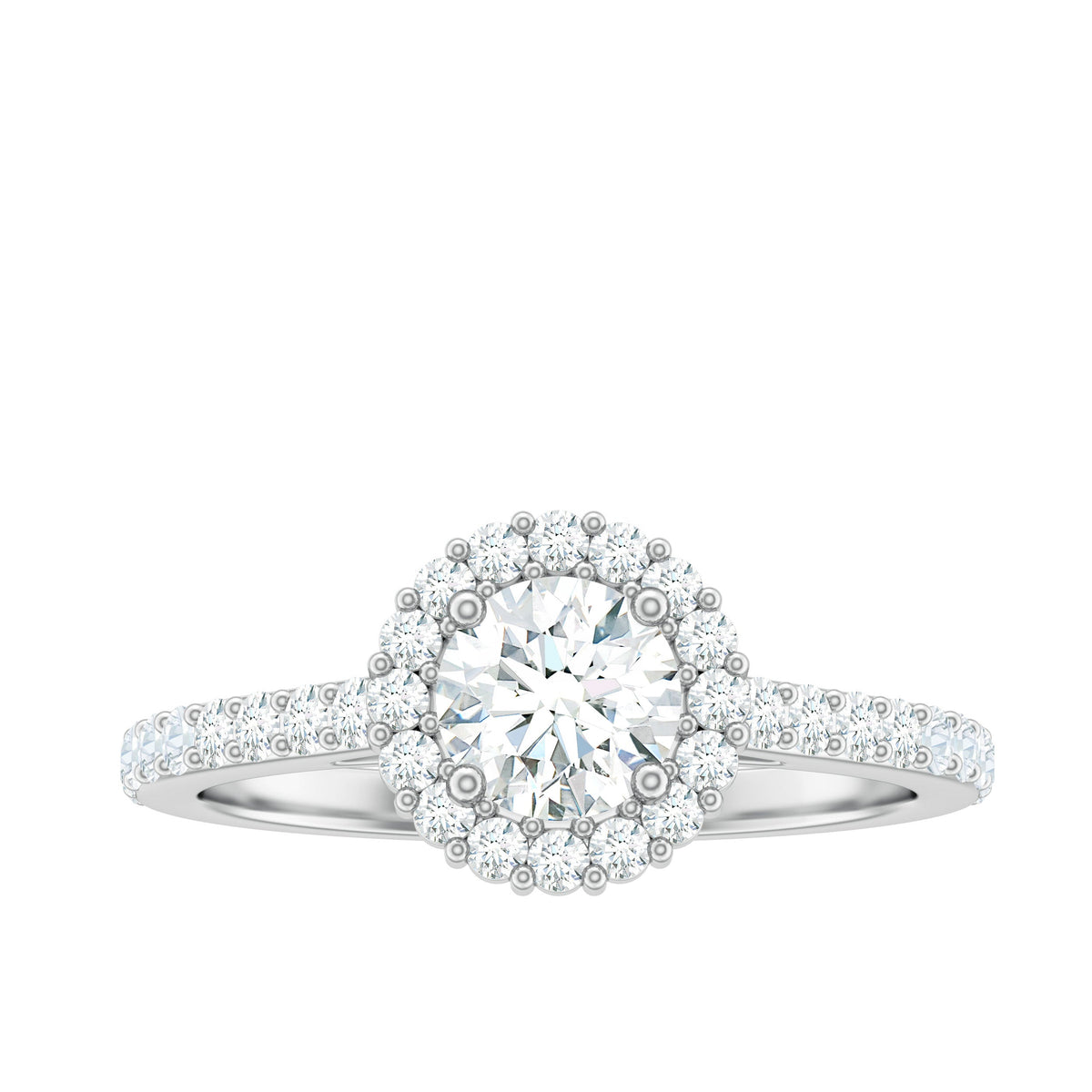 Classic Moissanite Halo Engagement Ring for Women
