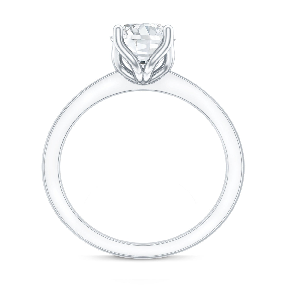Petal Prong Set Round Moissanite Solitaire Engagement Ring