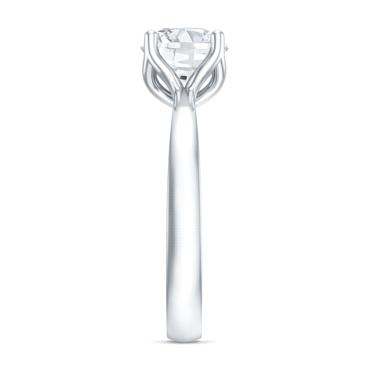 Petal Prong Set Round Moissanite Solitaire Engagement Ring