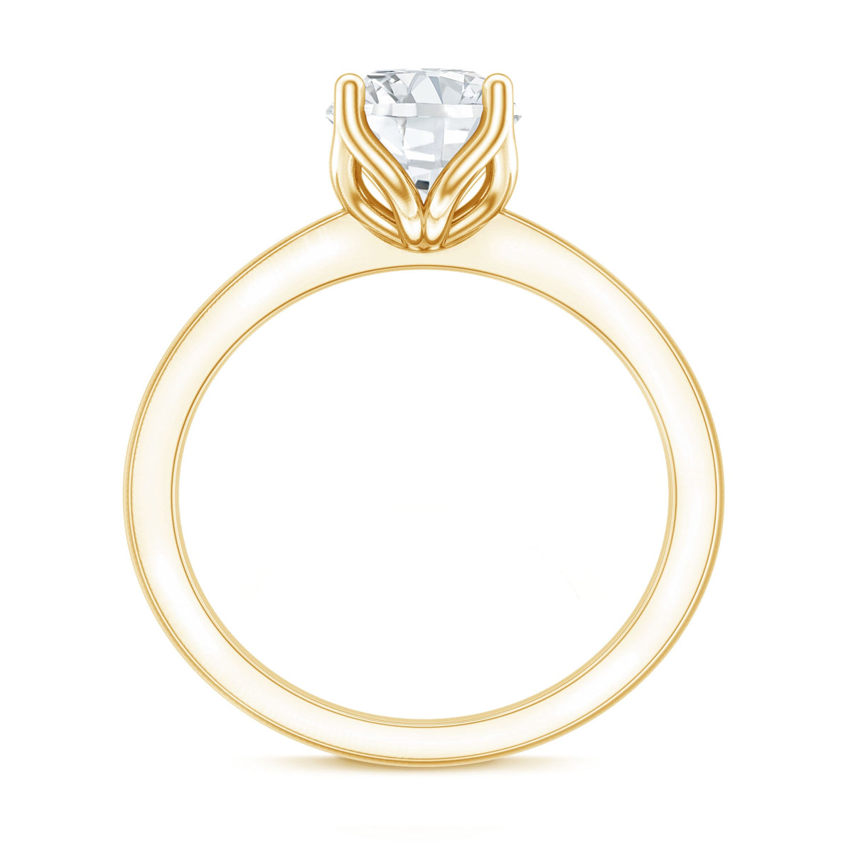 Petal Prong Set Round Moissanite Solitaire Engagement Ring