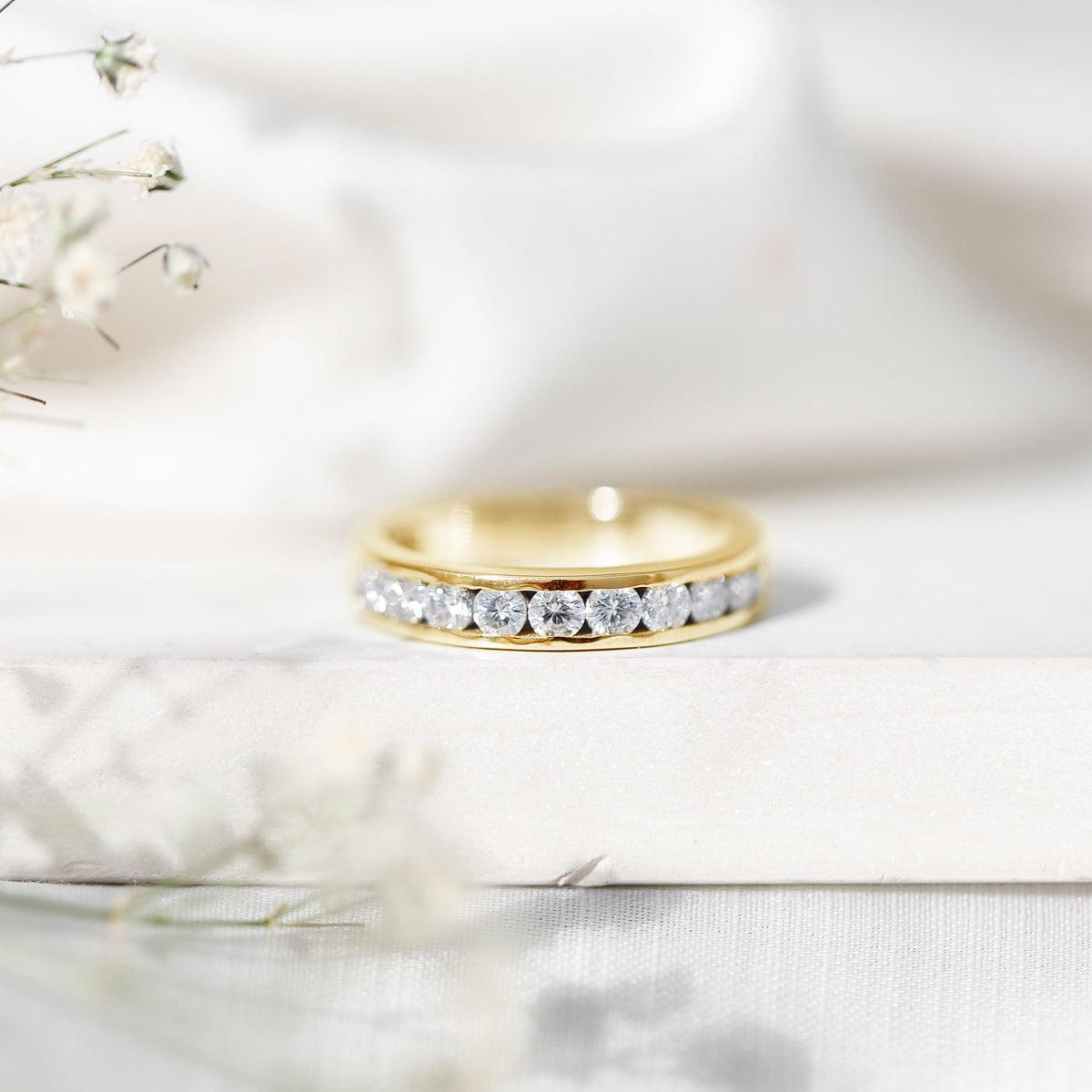 Channel Set Moissanite Half Eternity Band