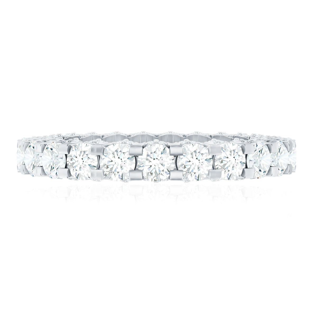 Certified Moissanite Eternity Band Ring in Shared Prong Set