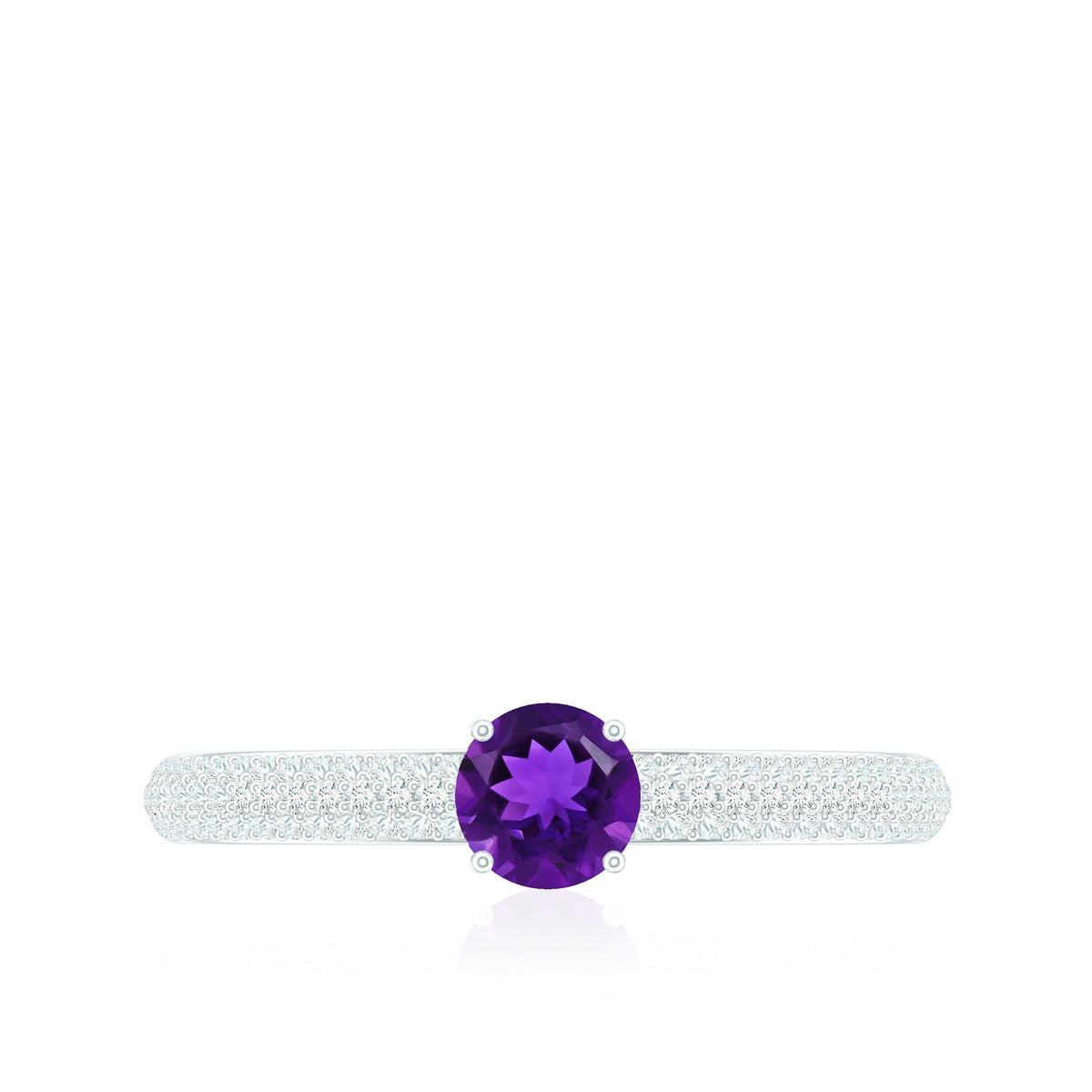 Natural Amethyst Engagement Ring with Diamond for Women