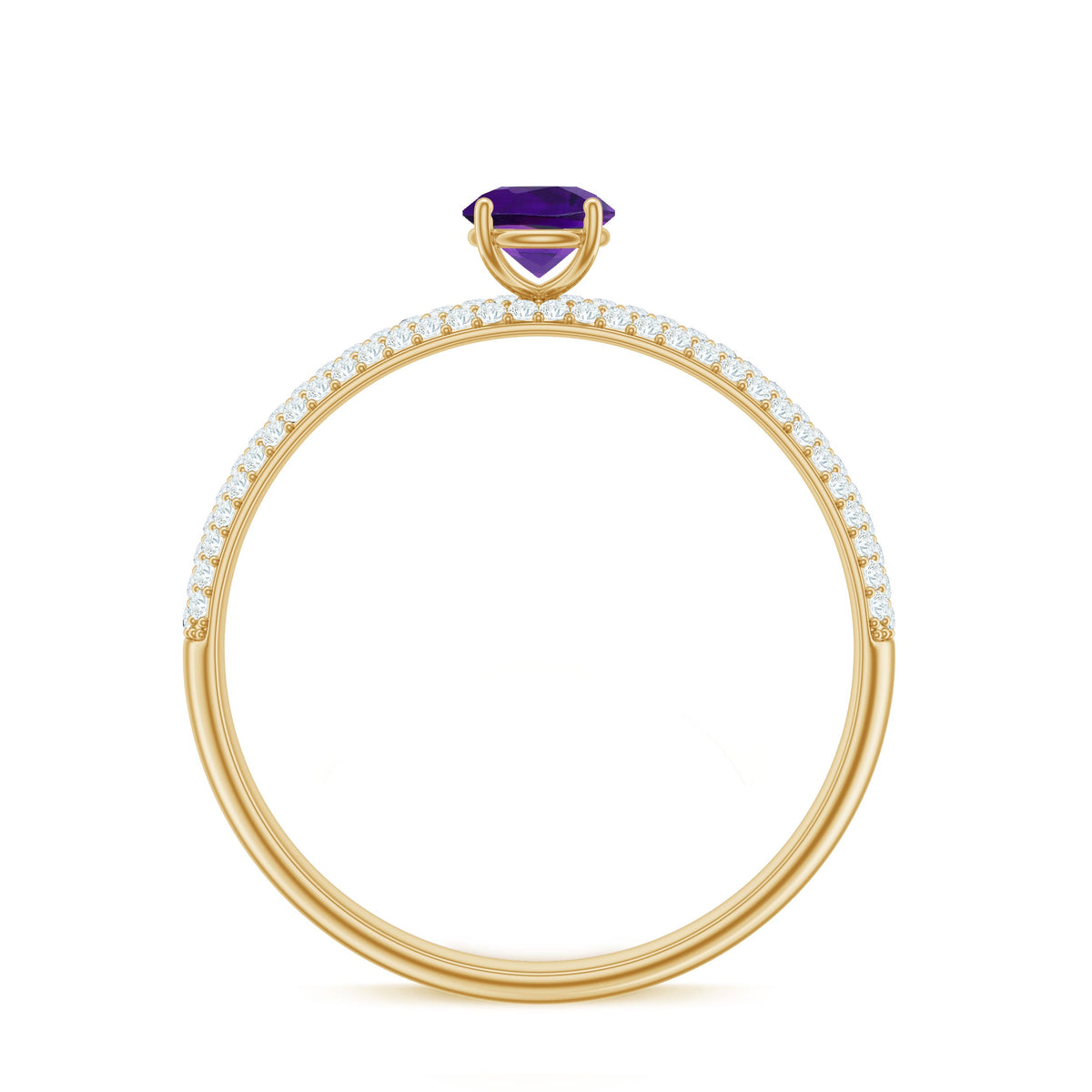 Natural Amethyst Engagement Ring with Diamond for Women