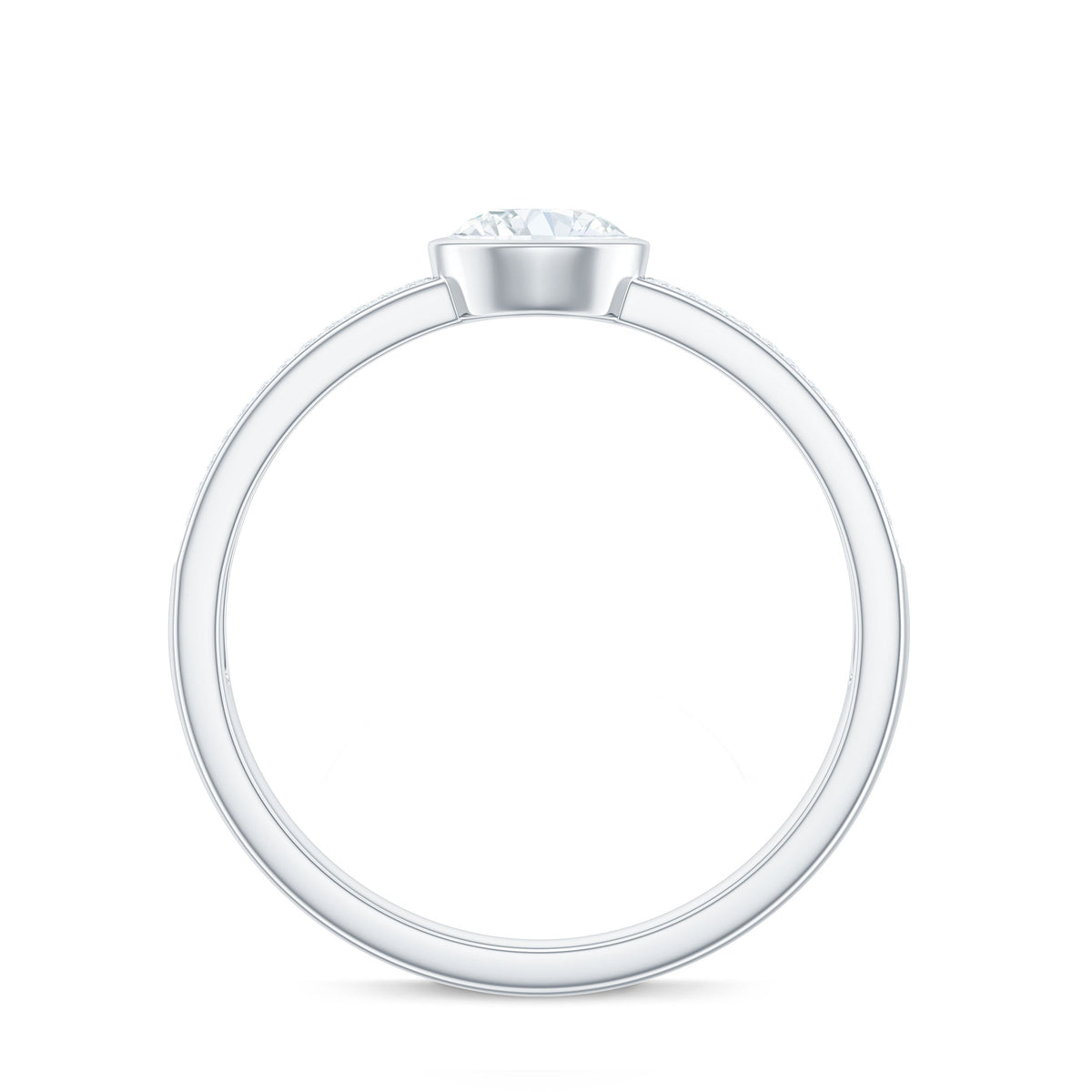 Bezel Set Moissanite Engagement Ring with Side Stones