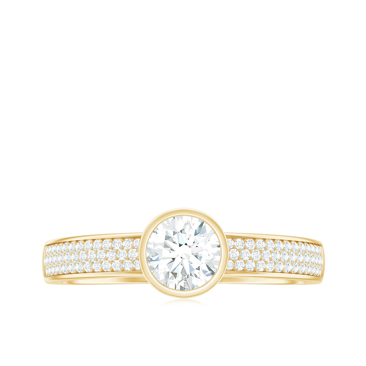 Bezel Set Moissanite Engagement Ring with Side Stones