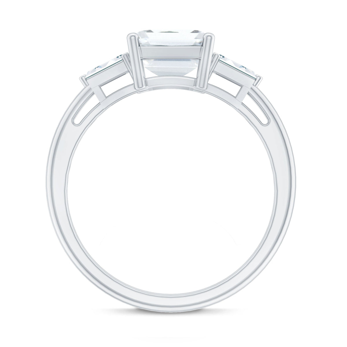 Solitaire Moissanite Emerald Cut Engagement Ring with Certificate