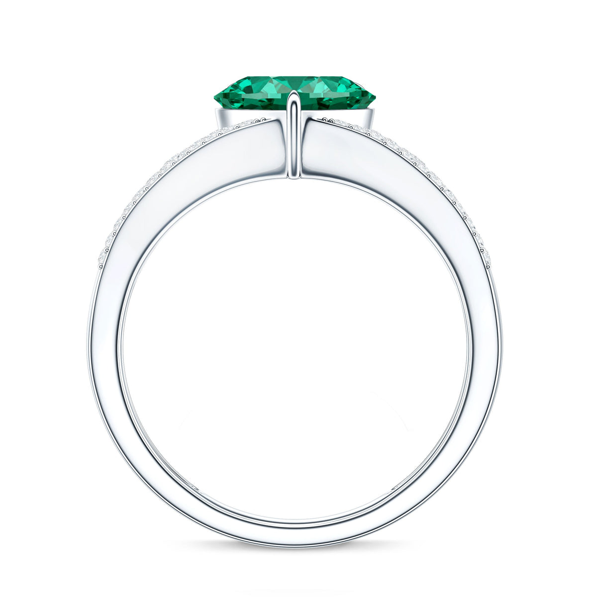 Designer 2 Carat Lab Grown Emerald Heart Engagement Ring With Diamonds