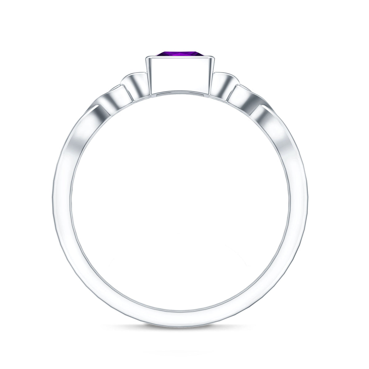 1.2 Carat Princess Cut Amethyst Promise Ring with Celtic Knot