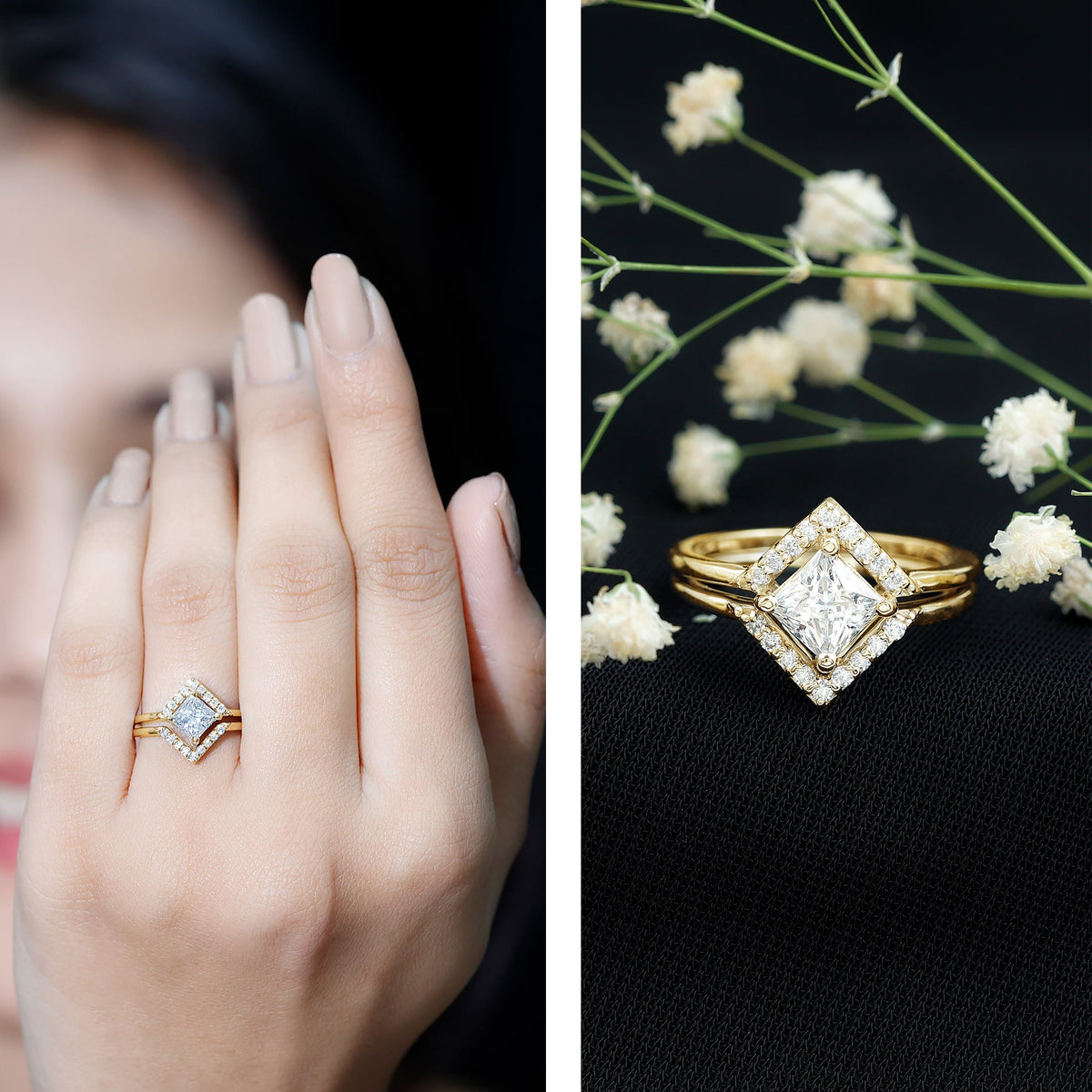 Princess Cut Lab Grown Diamond Bridal Ring Set