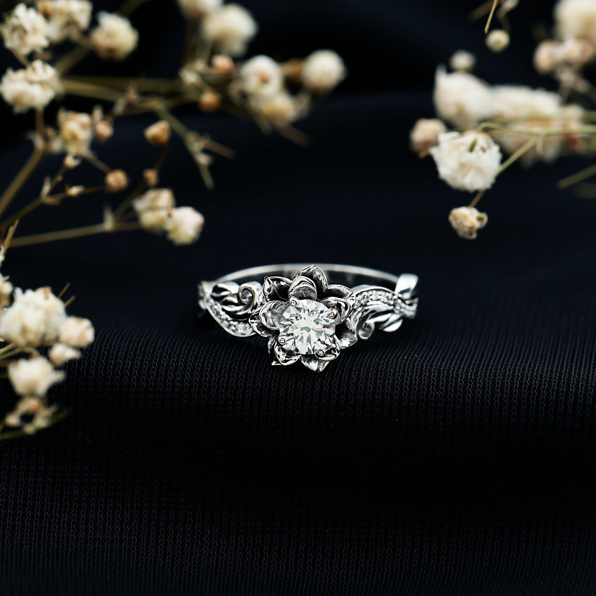 Lab Grown Diamond Flower Engagement Ring for Her