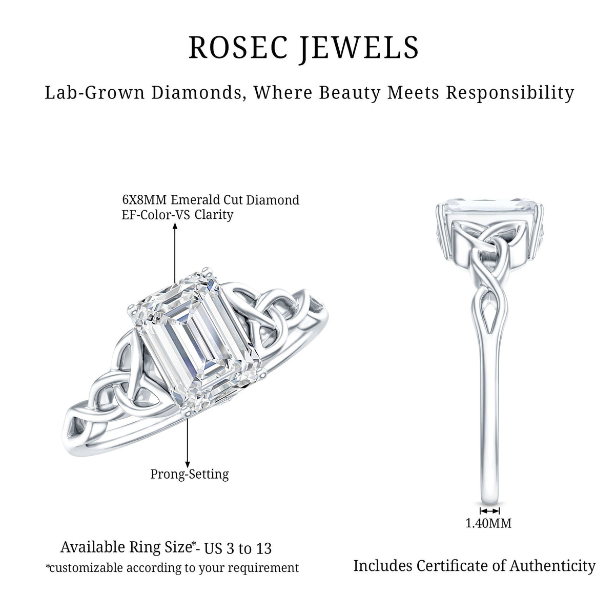 Celtic Design Inspired Lab Grown Diamond Engagement Ring