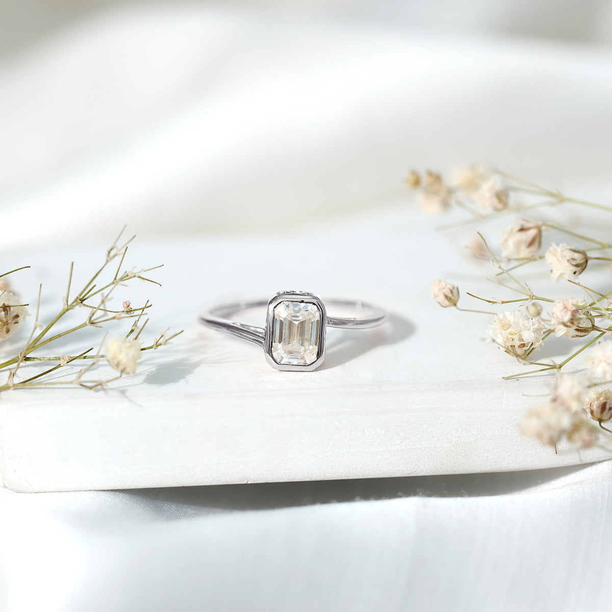 Bezel Set Lab Grown Diamond Bypass Engagement Ring