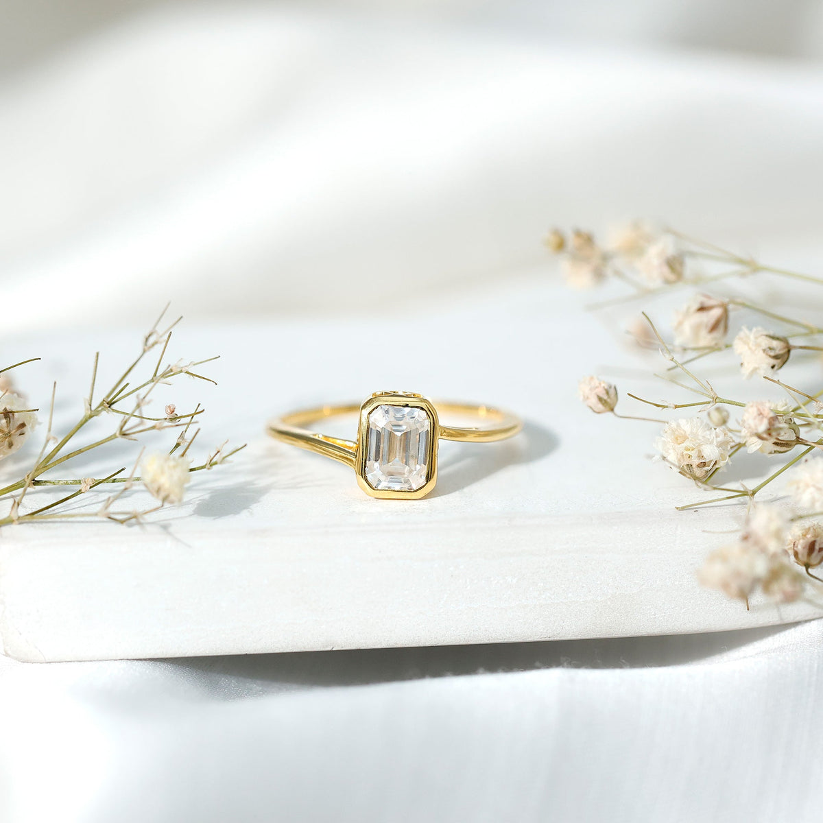 Bezel Set Lab Grown Diamond Bypass Engagement Ring