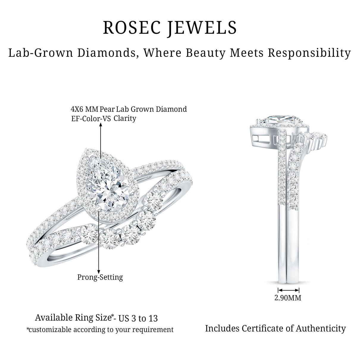Lab Grown Diamond Designer Bridal Ring Set for Her