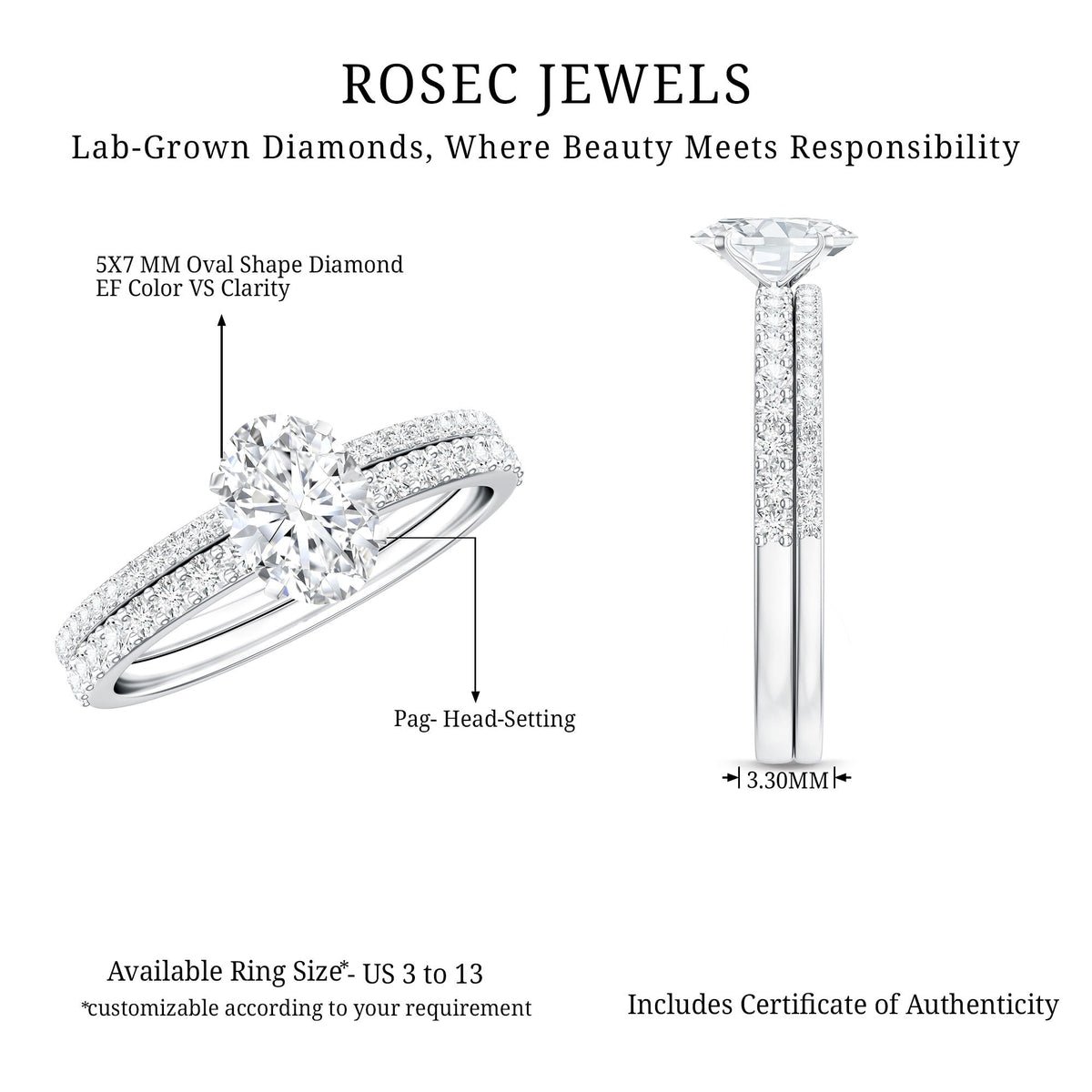 Lab Grown Diamond Simple Bridal Ring Sets