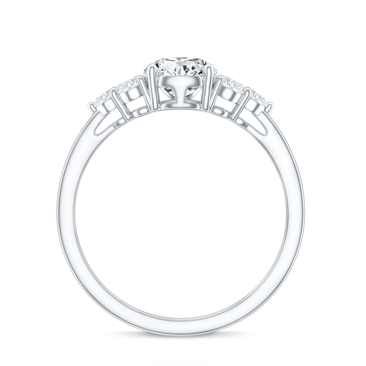 Lab Grown Diamond Teardrop Engagement Ring With Round Shape Trio