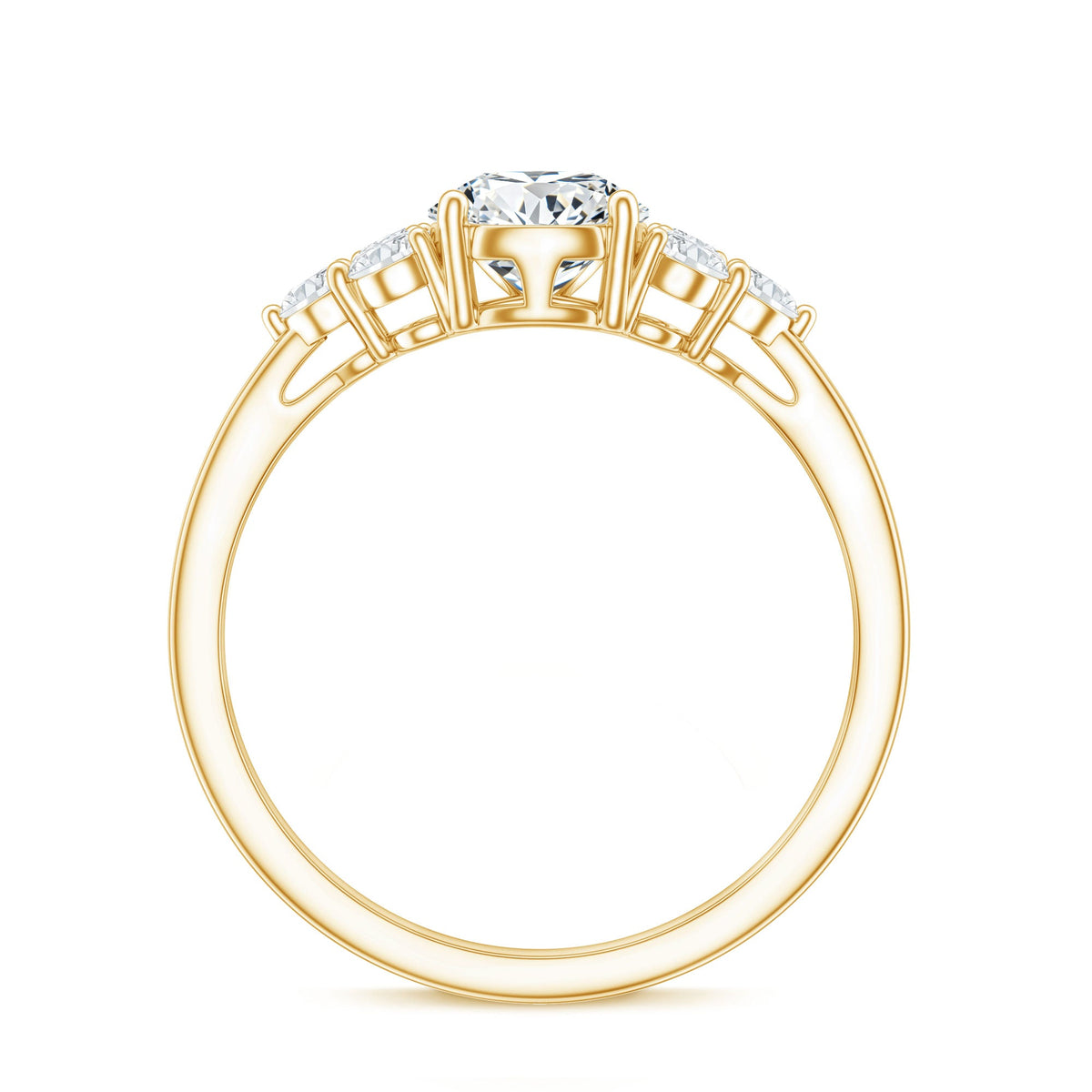 Lab Grown Diamond Teardrop Engagement Ring With Round Shape Trio