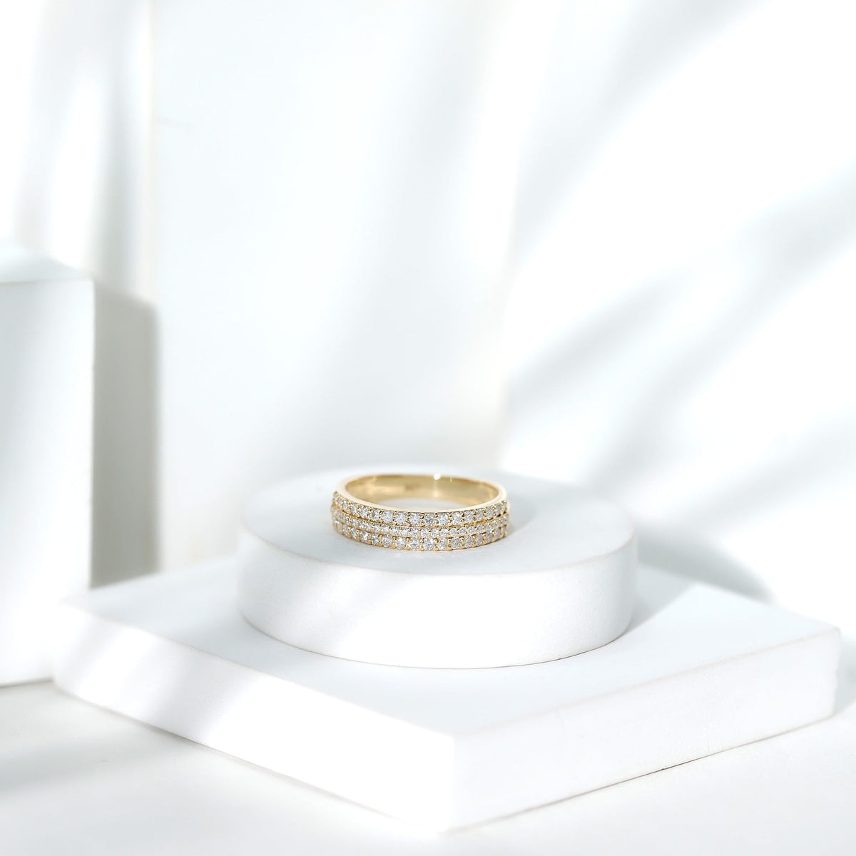 Certified Lab Grown Diamond 3 Row Wedding Band