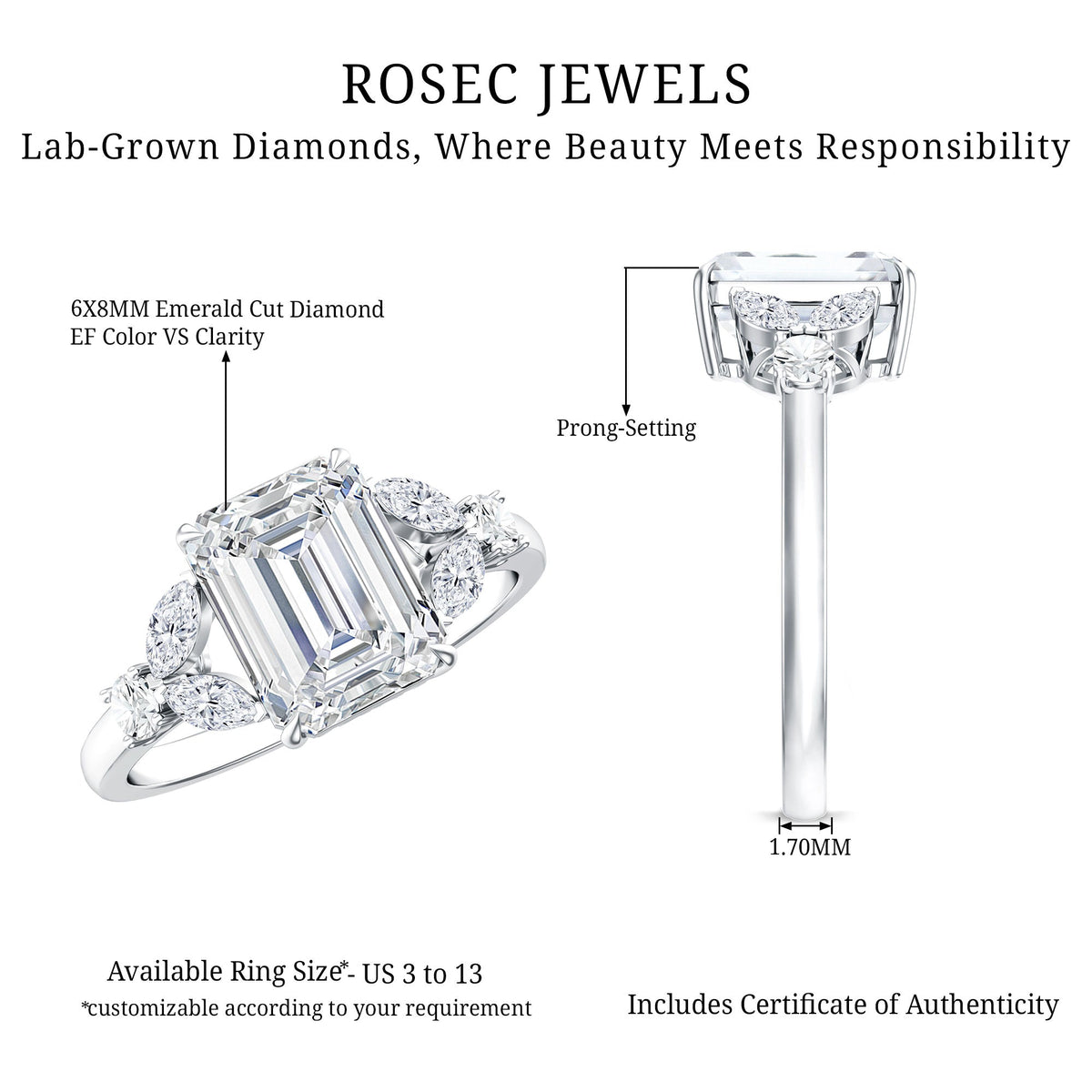 Womens Diamond Engagement Ring with Split Shank