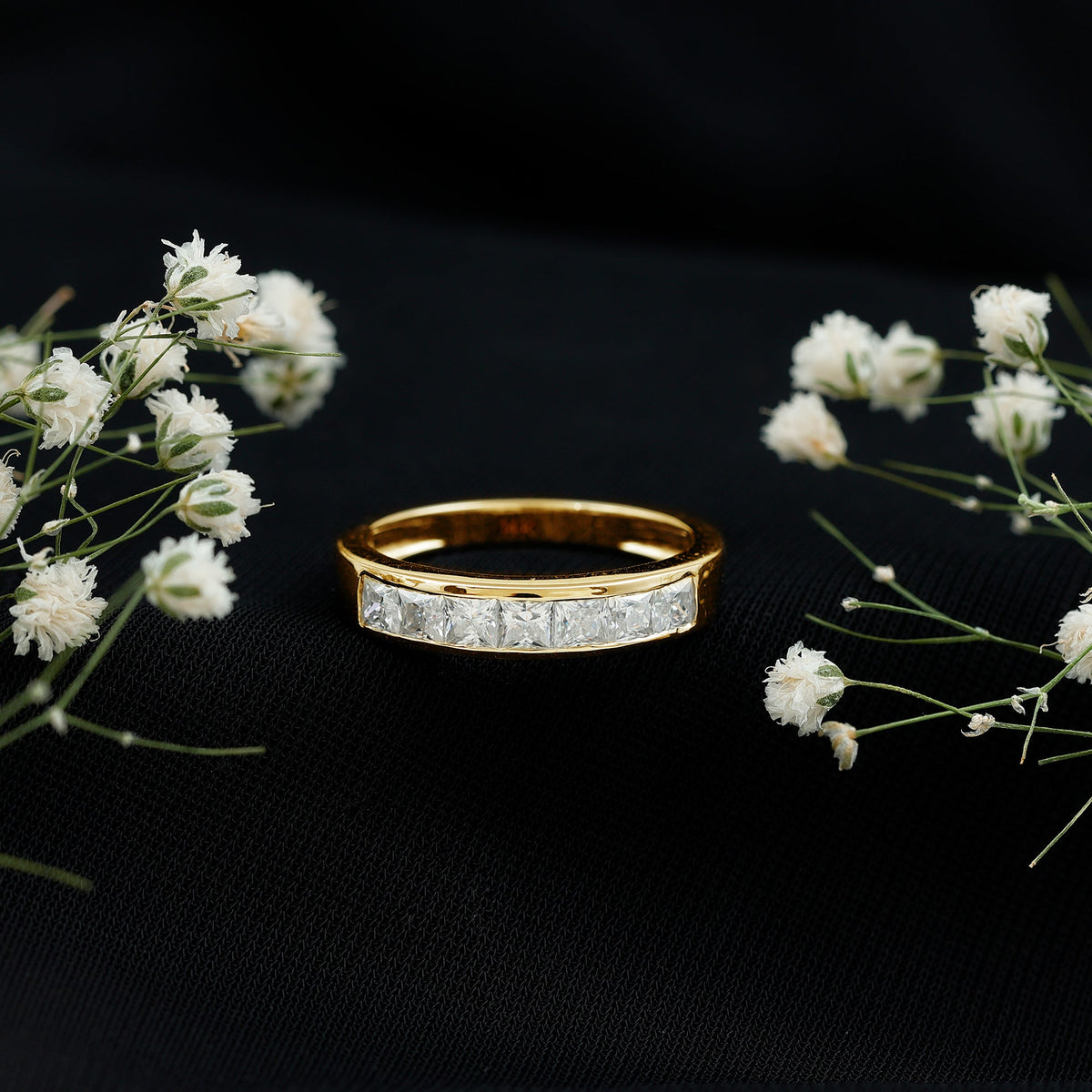Certified Brilliant Cut Diamond Princess Cut Wedding Band