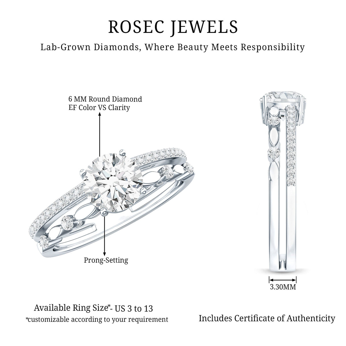 Brilliant Cut Lab Grown Diamond Designer Engagement Ring