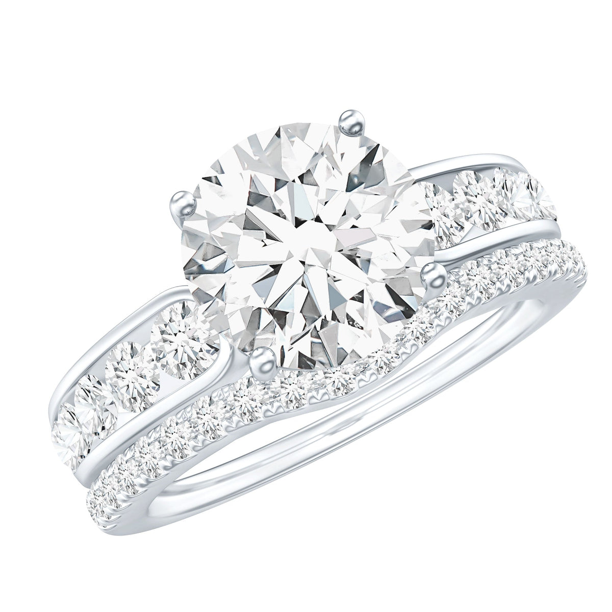 Certified Lab Diamond 2 Carat Round Engagement Ring with Enhancer