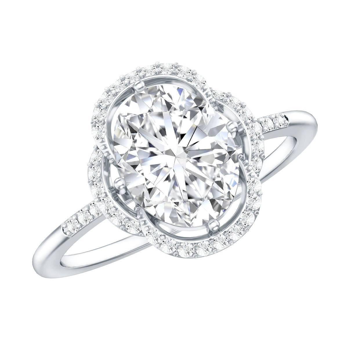 Brilliant Cut Oval Lab Grown Diamond Halo Engagement Ring