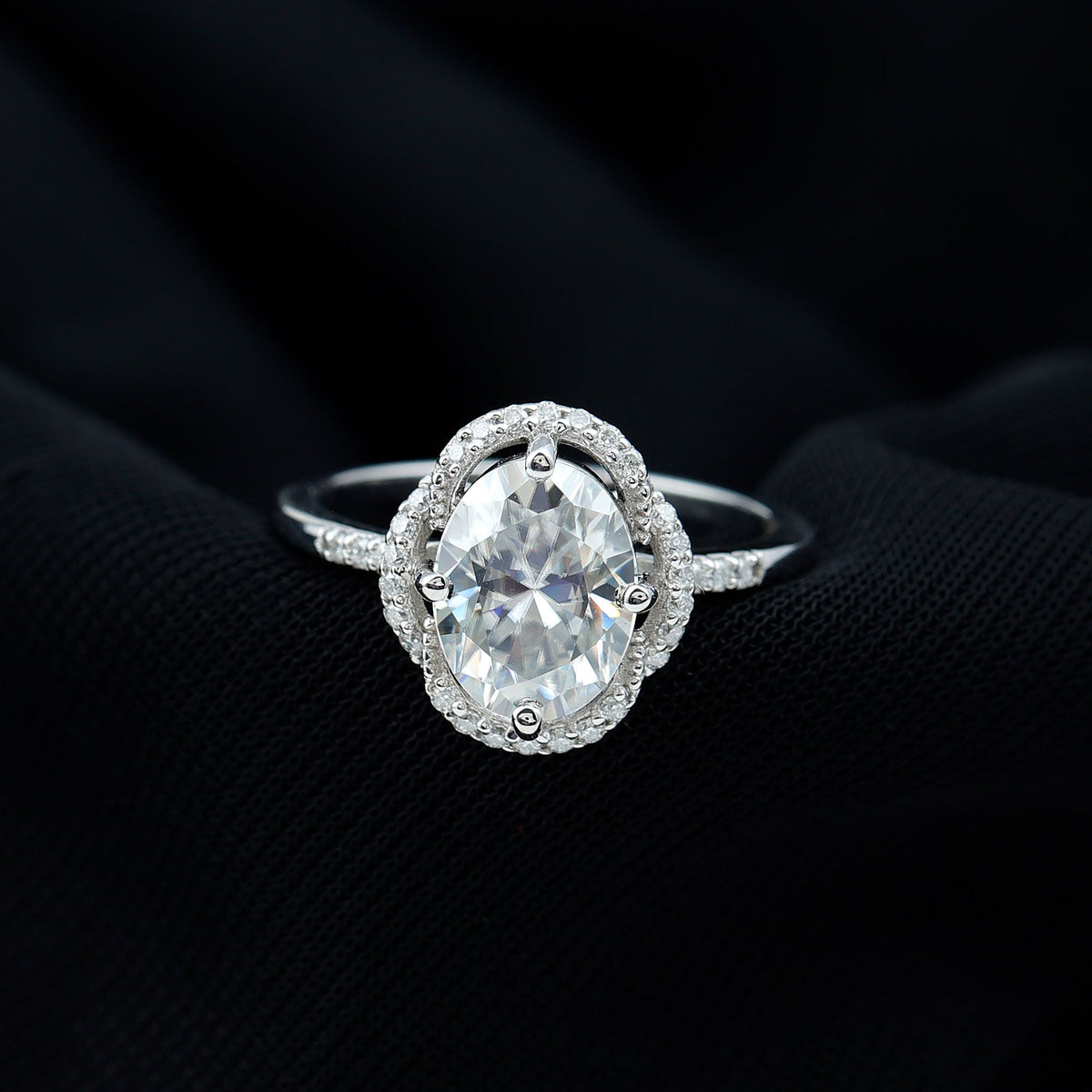Brilliant Cut Oval Lab Grown Diamond Halo Engagement Ring