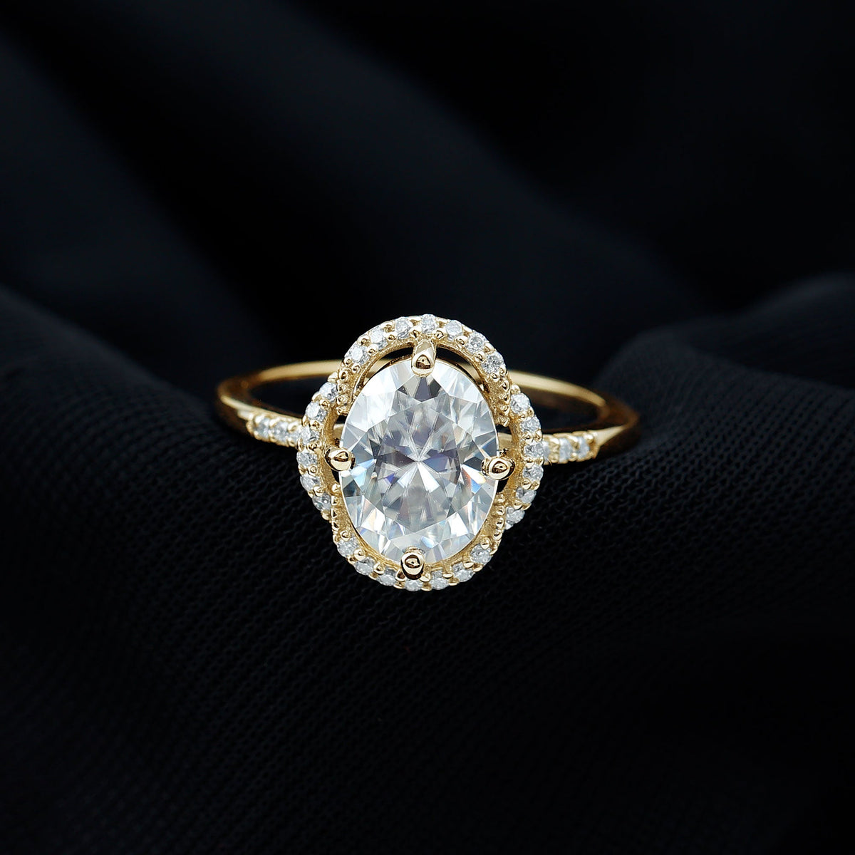 Brilliant Cut Oval Lab Grown Diamond Halo Engagement Ring