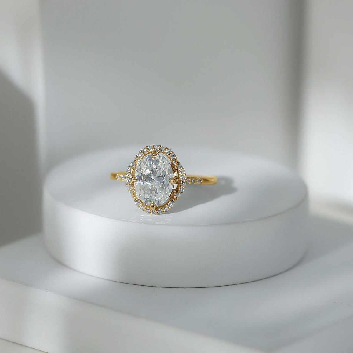 Brilliant Cut Oval Lab Grown Diamond Halo Engagement Ring
