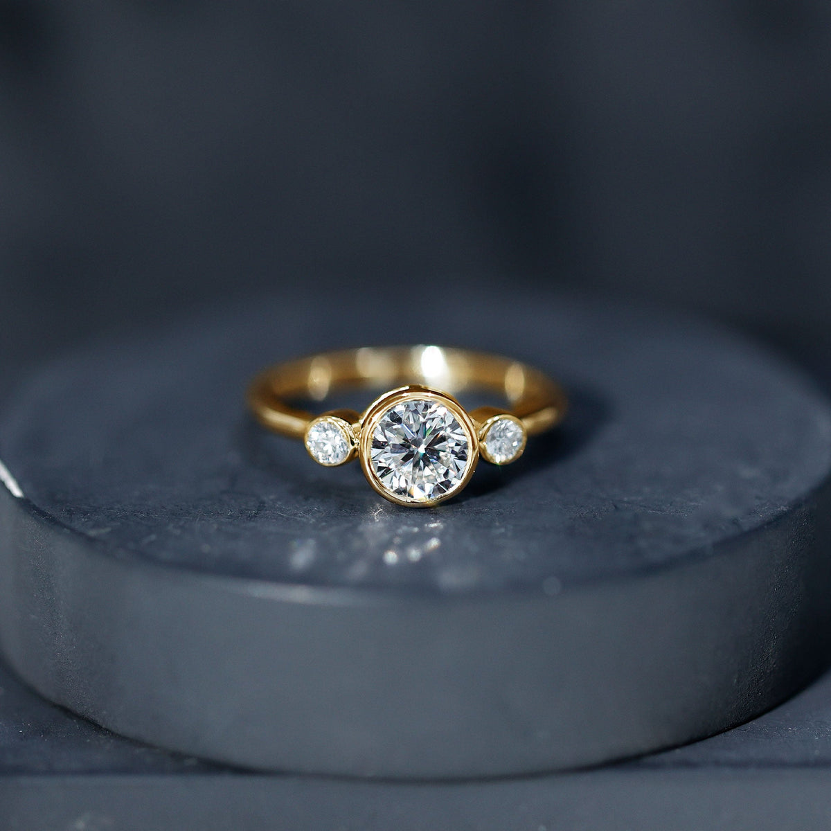 Lab Created Diamond Bezel Set Engagement Ring for Her