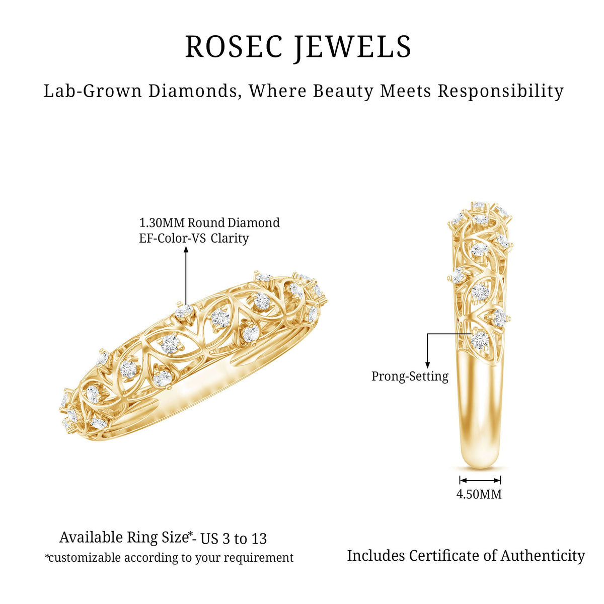 Designer Lab Grown Diamond Wedding Band For Women
