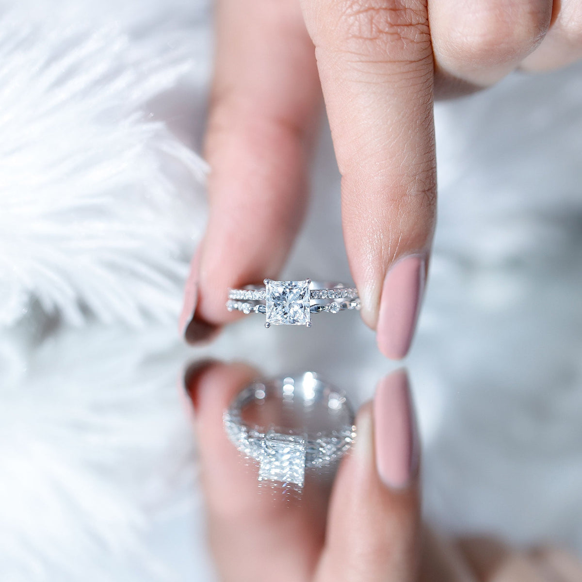 Brilliant Cut Lab Grown Diamond Solitaire Double Band Ring for Women