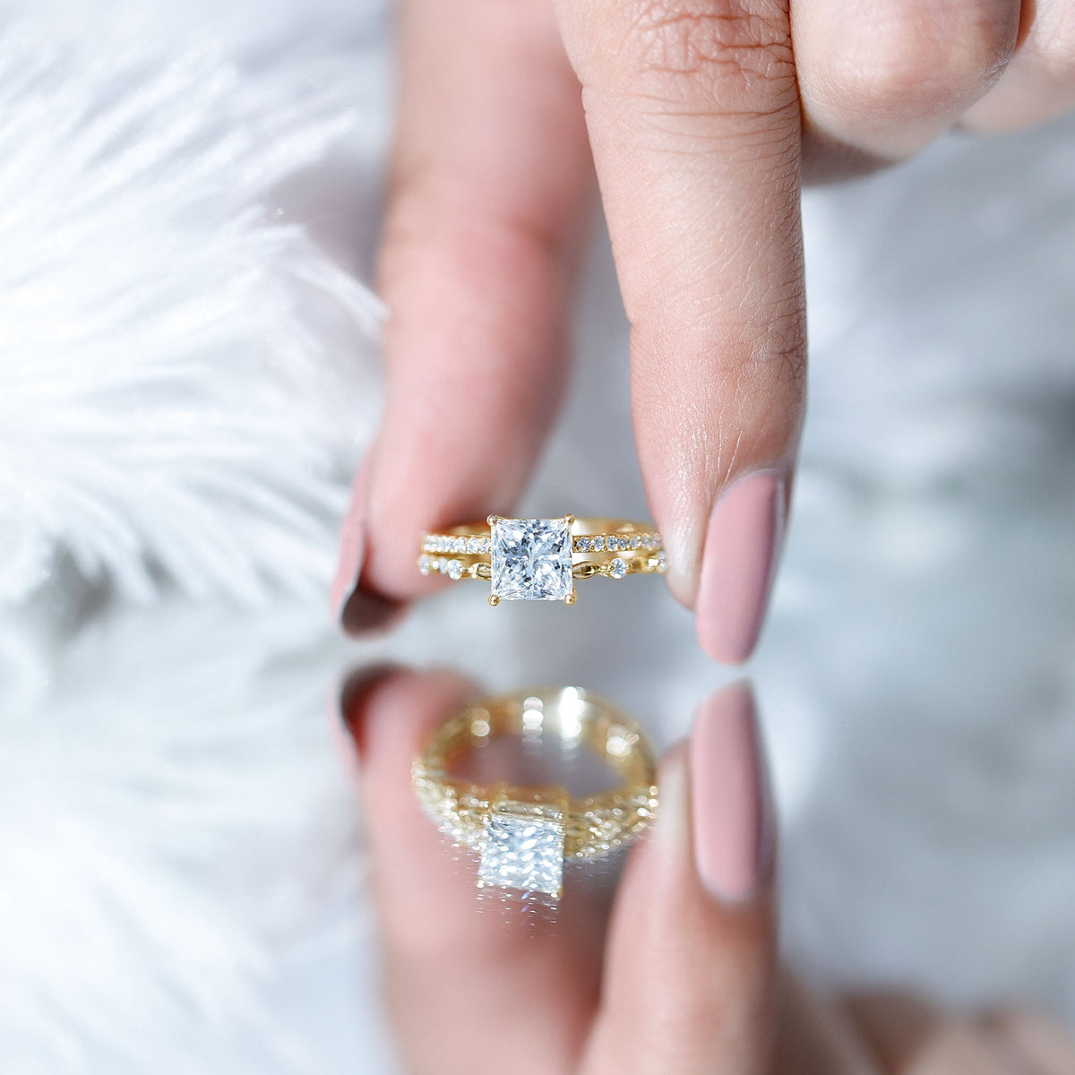 Brilliant Cut Lab Grown Diamond Solitaire Double Band Ring for Women