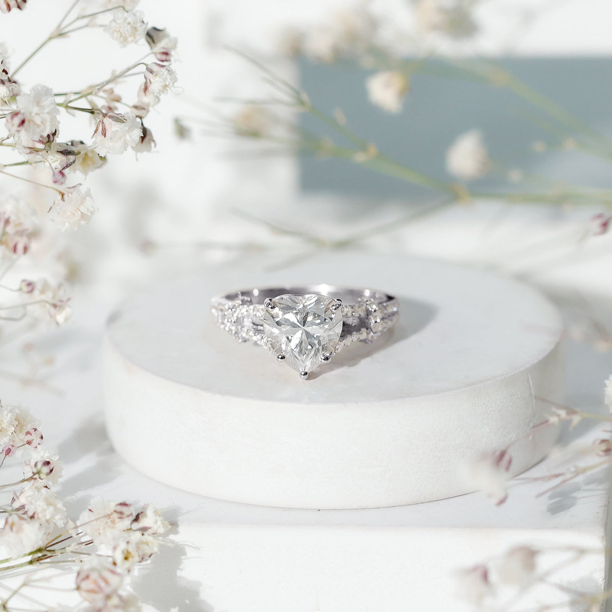 2 Carat Lab Grown Diamond Heart Shape Engagement Ring
