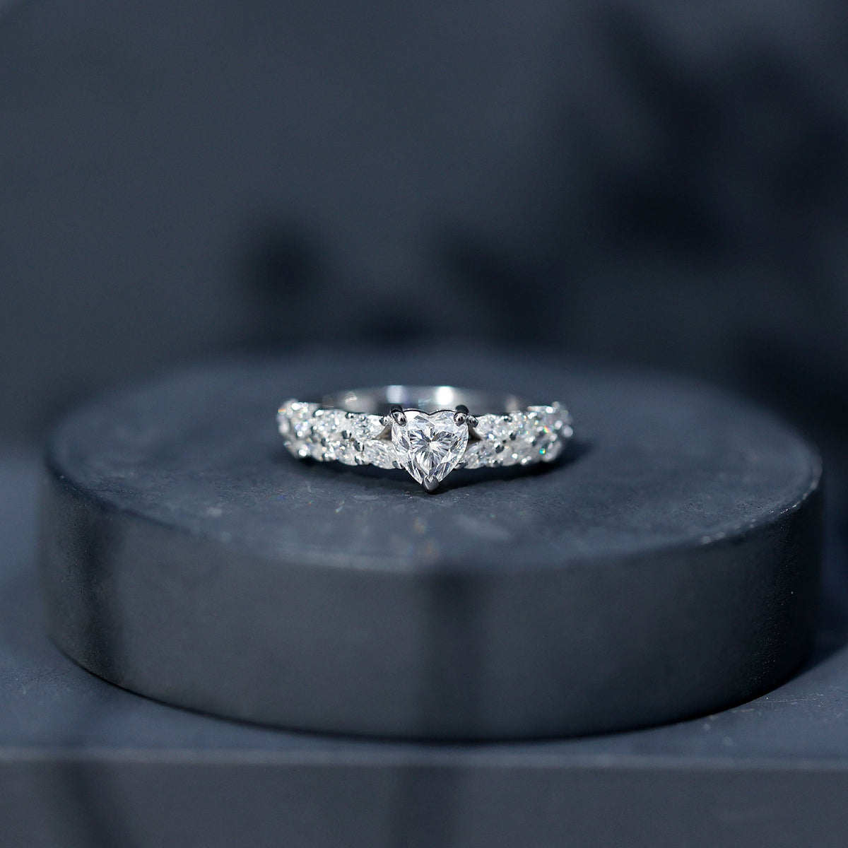 Brilliant Cut Lab Diamond Heart Shaped Promise Ring for Women