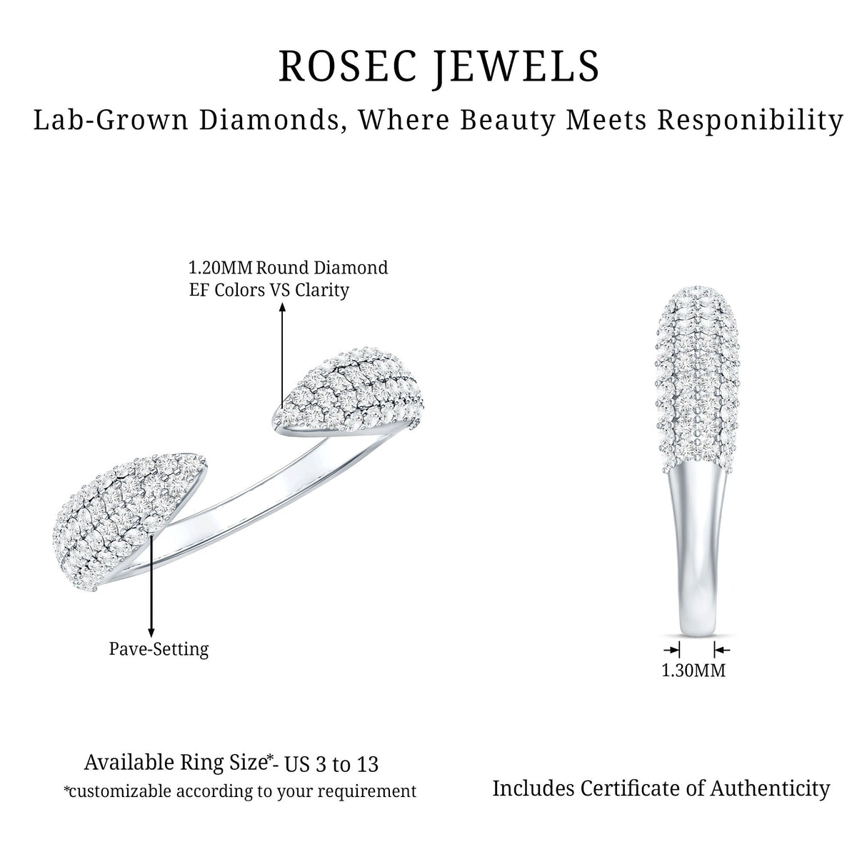 Lab Created Diamond Wedding Wrap Ring For Women
