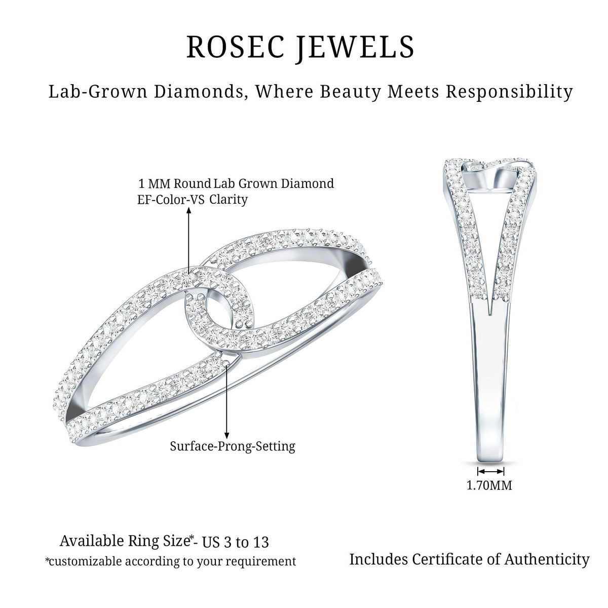 Brilliant Cut Lab Created Diamond Knot Anniversary Ring for Her