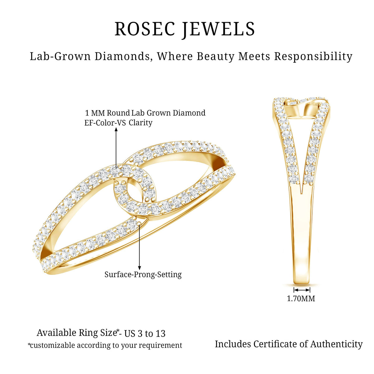 Brilliant Cut Lab Created Diamond Knot Anniversary Ring for Her