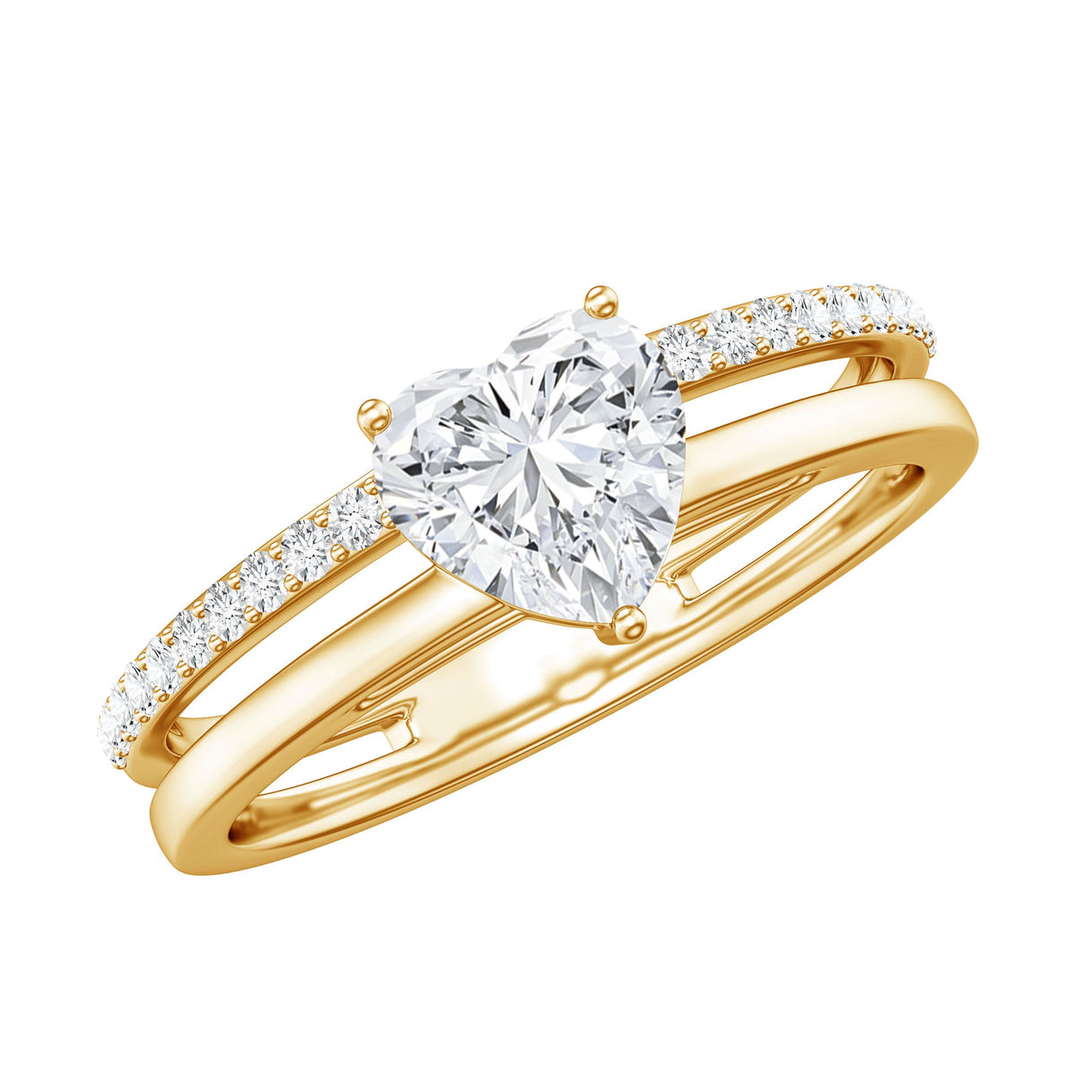 1.2 Carat Heart Shape Lab Grown Diamond Double Band Solitaire Ring