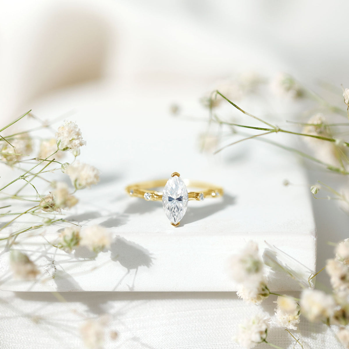 Marquise Shape Lab Grown Diamond Solitaire Ring With Certificate